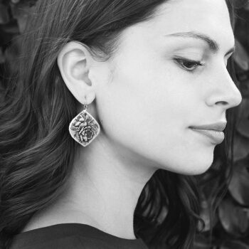 BW peony art earrings MONO Next-Romance-Jewellery Australia model julz small copy