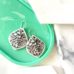 peony earrings black and white NEXT ROMANCE jewellery made in australia
