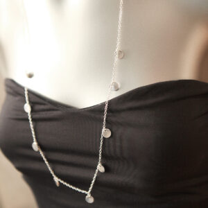 COIN shimmer necklace - silver or rose gold - silver chain new next romance jewellery